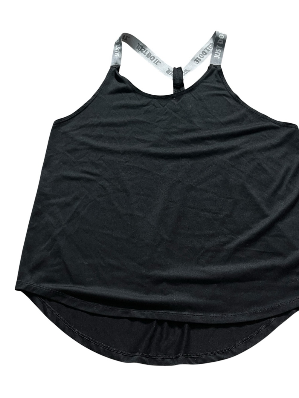 Nike Dri-Fit Womens Black Athletic Tank Branded Straps Flowy Size Large